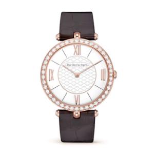 Van Cleef Pierre Arpels White Dial 18kt Rose Gold Diamond Watch VCARO3GL00
