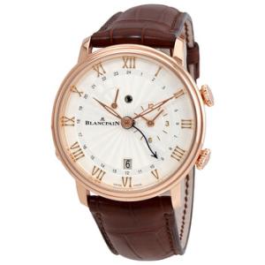 Villeret Reveil 18kt Rose Gold GMT Alarm Stamped Flinque Opaline Dial Watch 6640364255B