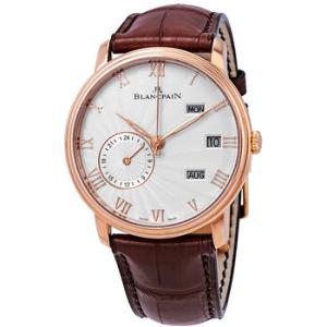 Villeret Silver Dial 18kt Rose Gold Brown Leather Watch 6670364255B