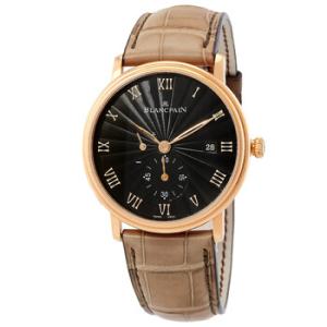 Villeret Stamped Flinque Black Dial Automatic 18 Carat Rose Gold Watch 6606363055B