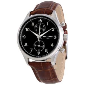 Vintage Black Dial Brown Leather Chronograph Watch WLAC02NRCM