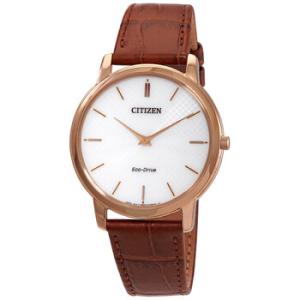 White Dial Brown Leather Watch AR113315A