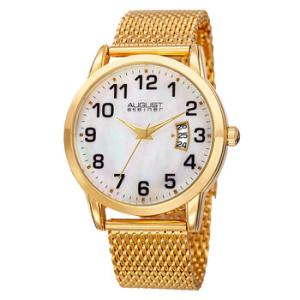 White Dial Yellow Goldtone Mesh Watch AS8195YG