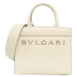 White Leather Logo Tote Bag