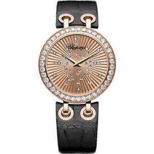 Xtravaganza Diamond 18k Rose Gold Black Leather Watch