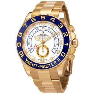YachtMaster II Automatic White Dial 18kt Yellow Gold Oyster Watch