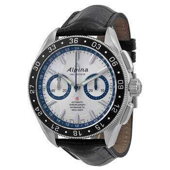 Alpiner 4 Chronograph Automatic Silver Dial Leather Watch AL860AD5AQ6