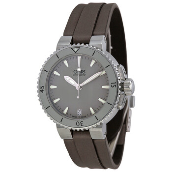 Aquis Date Grey Dial  Black Rubber Watch 73376524143LS