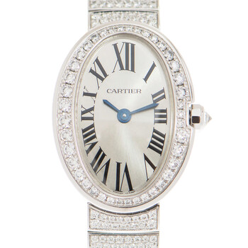 Baignoire Mini Silver Dial 18kt White Gold Diamond Watch HPI00327