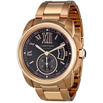 Calibre de Cartier Brown Dial 18kt Rose Gold Watch W7100040