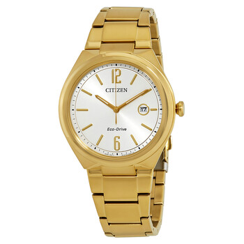 Chandler EcoDrive Silver Dial Yellow Goldplated Watch AW137281A