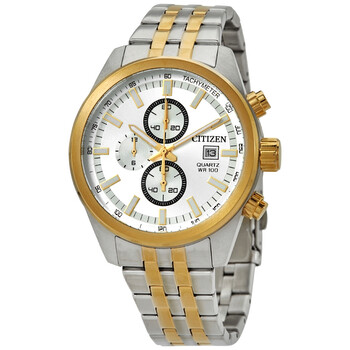 Chronograph Quartz Silver Dial Twotone Watch AN362451A