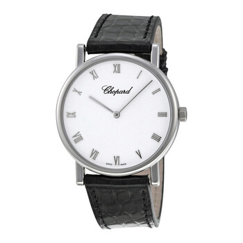 Classique Homme White Dial 18kt White Gold Black Leather Watch P1631541001