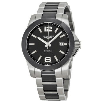 Conquest Automatic Black Dial Steel and Black Ceramic Watch L36574567