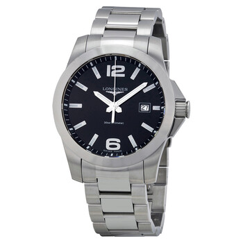Conquest Black Dial Stainless Steel Watch L36594586