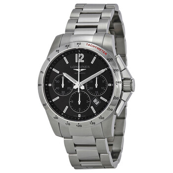 Conquest Chronograph Black Dial Stainless Steel Watch L27434566