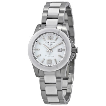 Conquest White Dial White Ceramic and Stainless Steel Watch L32574167
