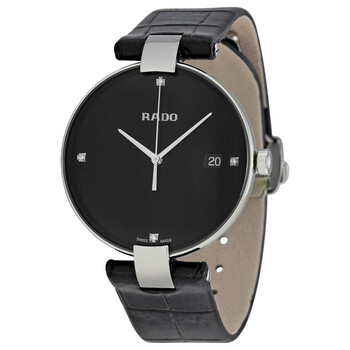 Coupole Black Diamond Dial Black Leather Watch R22852705