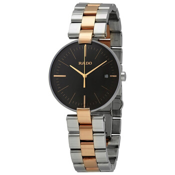 Coupole L Quartz Black Dial Two Tone Watch R22852173