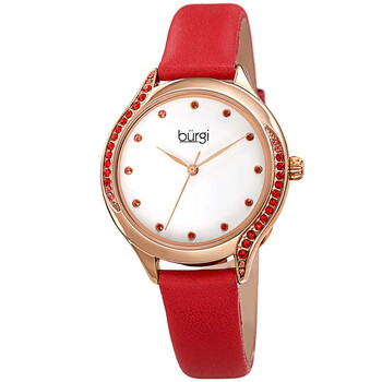 Crystal White Dial Red Leather Watch BUR239RD