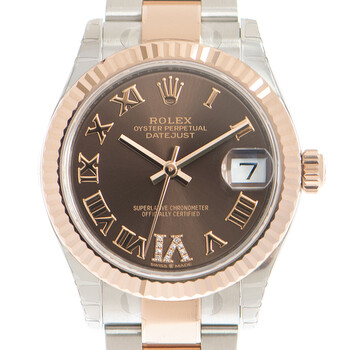 Datejust 31 Rhodium Diamond Dial Automatic Steel and 18kt Everose Gold Oyster Watch 278271DRRDO