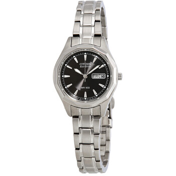 EcoDrive Black Dial Stainless Steel Watch EW314051E