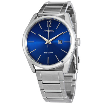 EcoDrive Blue Dial Stainless Steel Watch BM741183L