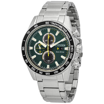 EcoDrive Chronograph Green Dial Watch CA078087X