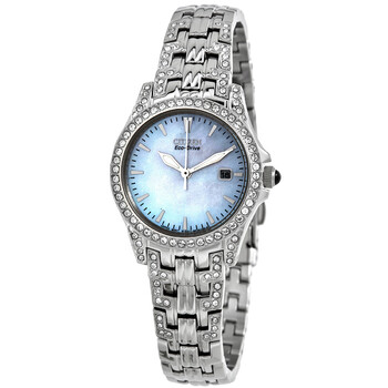 EcoDrive Crystal White Mother of Pearl Dial Watch EW122055D