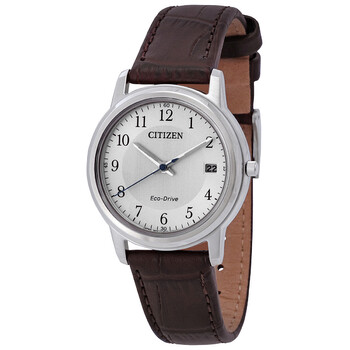 EcoDrive White Dial Brown Leather Watch FE601114A