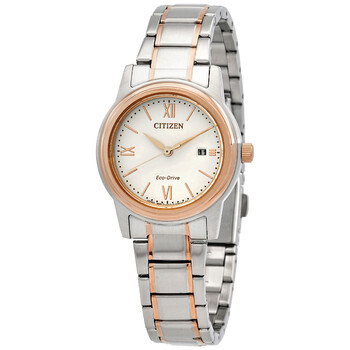 EcoDrive White Dial TwoTone Watch FE122682A