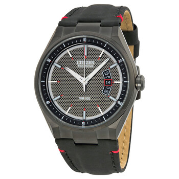 Eco Drive Black Dial Leather Watch AW113501E