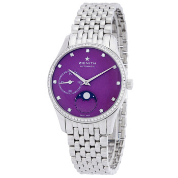 Elite Ultra Thin Lady Purple Dial Diamond Automatic Watch 16.2310.69292.M2310