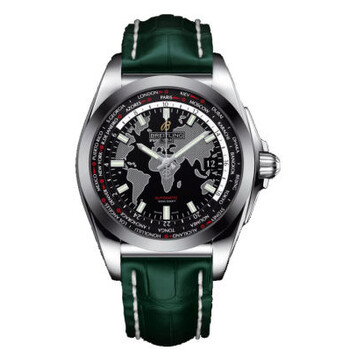 Galactic Unitime Black Dial Green Leather Watch WB3510U4BD94GRCT