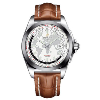 Galactic Unitime White Dial Brown Leather Watch WB3510U0A777BRCD