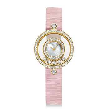 Happy Diamonds Mother of Pearl Dial Pink Fabric Strap Watch