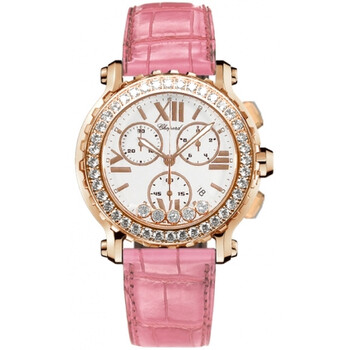 Happy Sport Diamond Chronograph 18 kt Rose Gold Watch