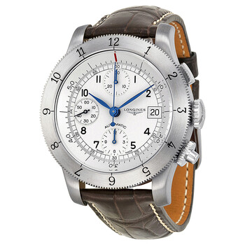 Heritage Collection Chronograph Silver Dial Leather Men Watch L27414732