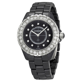 J12 Diamond Dial Black Ceramic Quartz Watch H2428