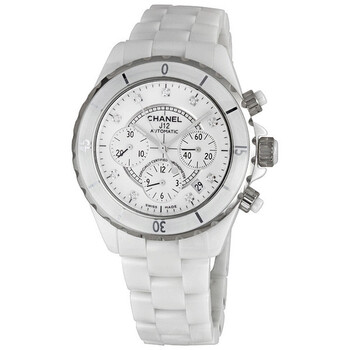 J12 White Ceramic Diamond Dial Chronograph Watch H2009