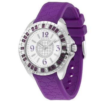 Jade Crystal Bezel Purple Rubber Watch PL13090JS28D