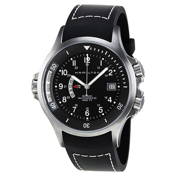 Khaki Navy Black Dial GMT Watch H77615333