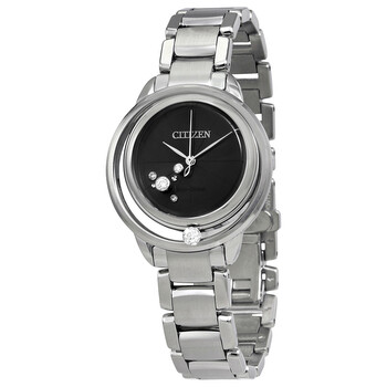 L Sunrise Solitare Black Diamond Dial Watch EW552050E