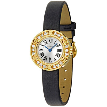 Love 18kt Yellow Gold Diamond Case Satin Strap Watch WE800931