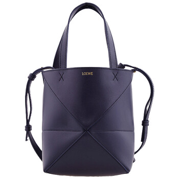Mini Calfskin Puzzle Fold Tote  Abyss Blue