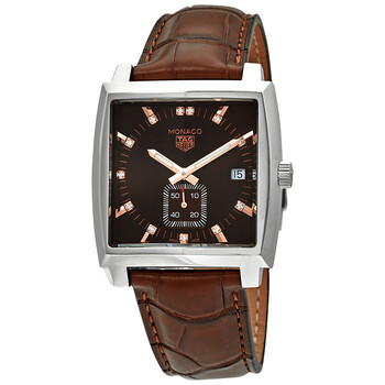 Monaco Brown Diamond Dial Watch WAW131E.FC6420