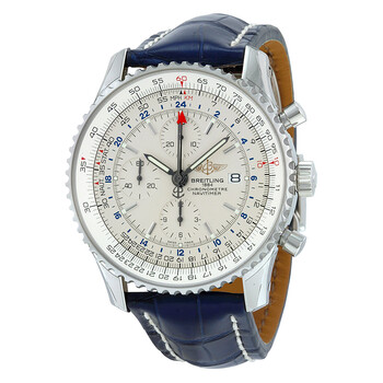 Navitimer World Chronograph Automatic Silver Dial Blue Leather Watch A2432212G571BLCD