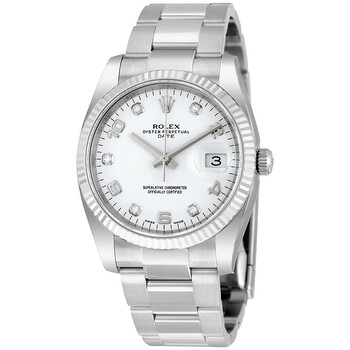 Oyster Perpetual Date 34 White Dial Stainless Steel Bracelet Automatic Watch 115234WADO