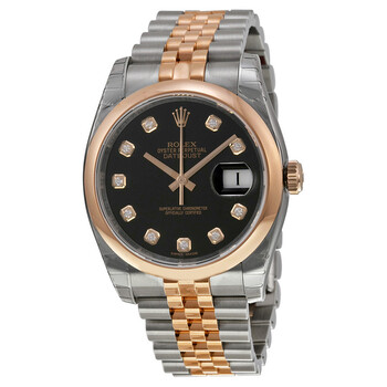 Oyster Perpetual Datejust 36 Black Dial Stainless Steel and 18K Everose Gold Jubilee Bracelet Automatic Watch 116201BKDJ