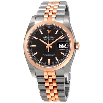 Oyster Perpetual Datejust 36 Black Dial Stainless Steel and 18K Everose Gold Jubilee Bracelet Automatic Watch 116201BKSJ